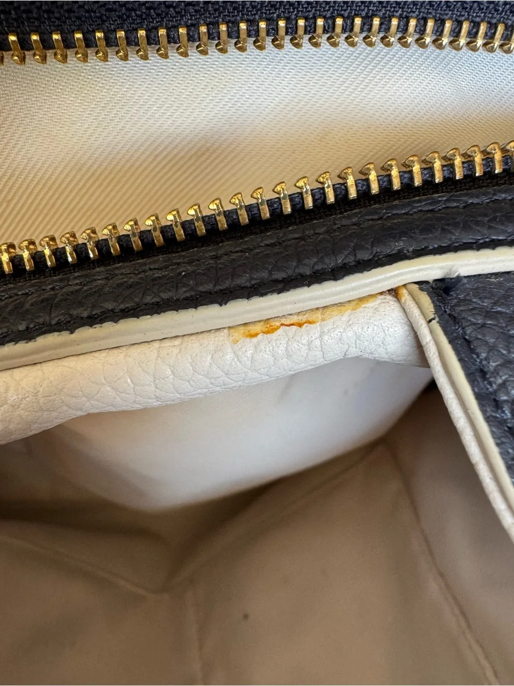 Coach Edie Large Navy Blue Cream Pebbled Leather Horse Carriage Hobo Bag